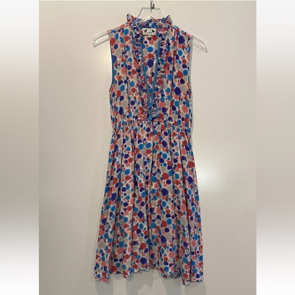 Robin Muli Color Silk Polka Dot Sleeveless Dress‎ Womens Size 6 (485)